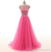 Pink Prom Dresses, Pink Evening Gowns Simple Formal Dresses, Prom Dresses, Teens Fashion Evening Gown Beadings Evening Dress, Pink Party Dress, Prom Gowns